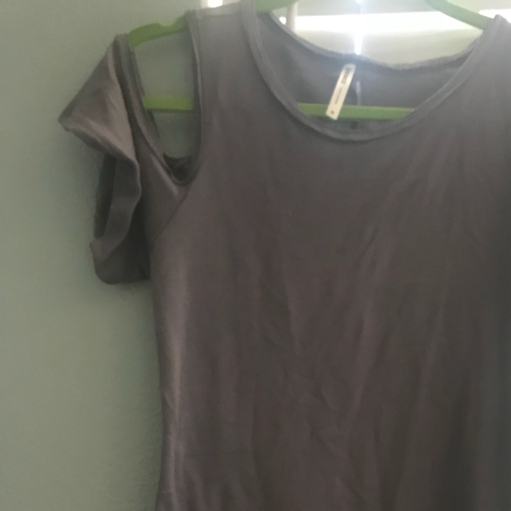 Grey cold shoulder mini cotton dress